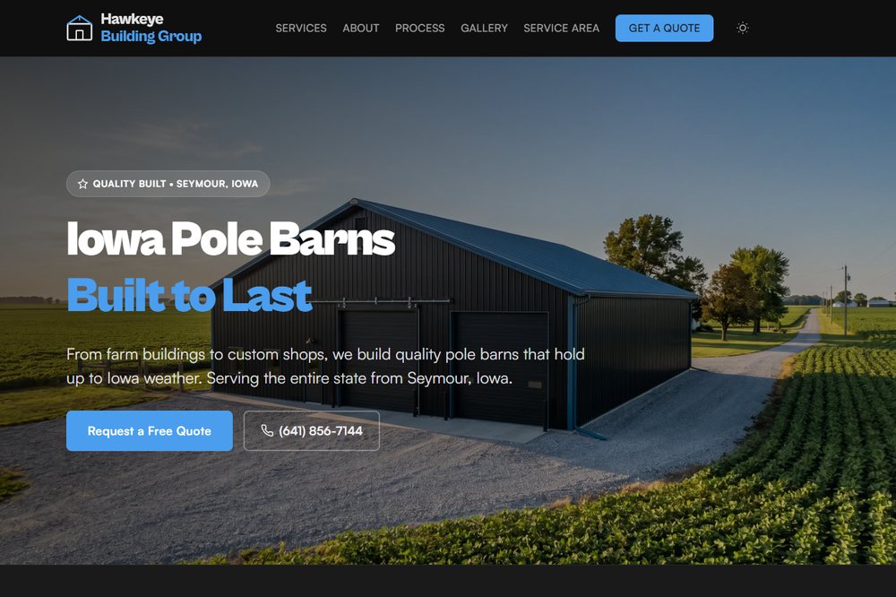 Website built for a pole barn construction company