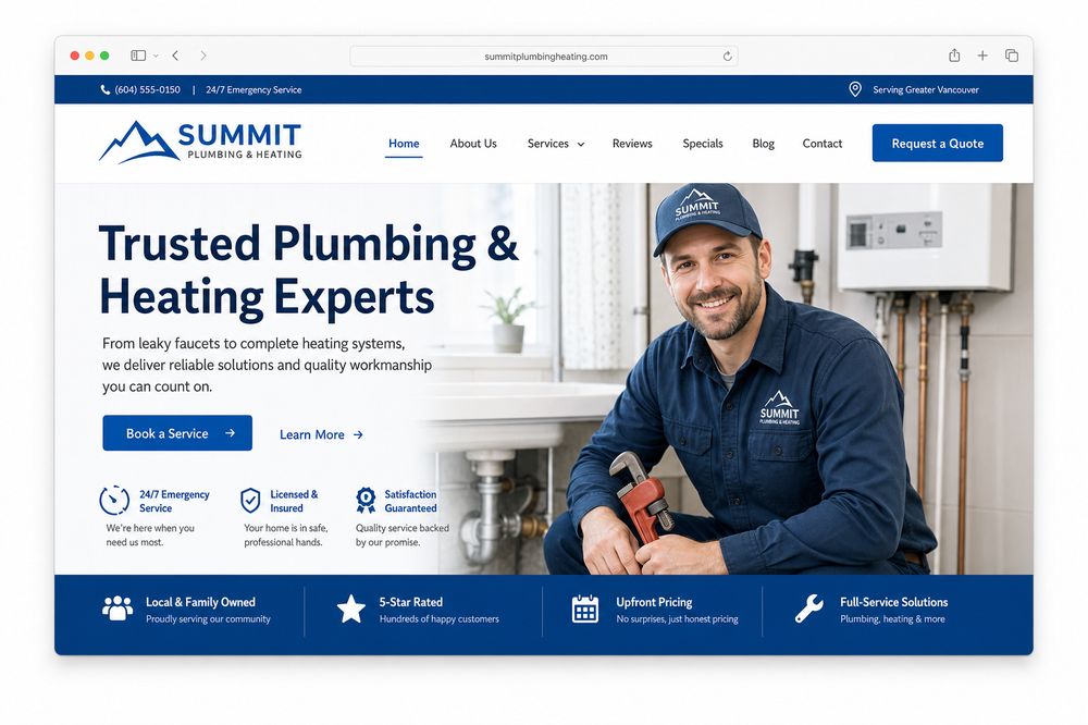 Website built for a plumbing and heating business